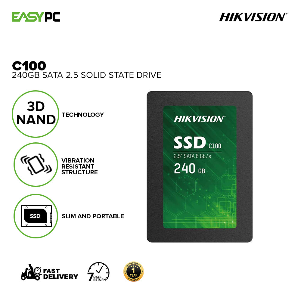 Hikvision HS-SSD-C100 240gb SATA 2.5,Vibration resistant structure,Slim & portable,3D NAND technology Solid State Drive - Image 2