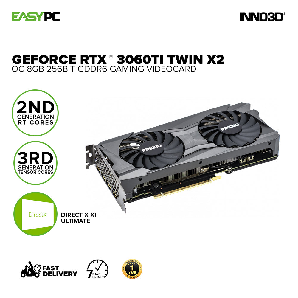 Inno3d NVIDIA® GeForce RTX 3060Ti Twin X2 OC N306T2-08D6X-119032DH 8gb 256bit GDdr6 Gaming Videocard LHR - Image 2