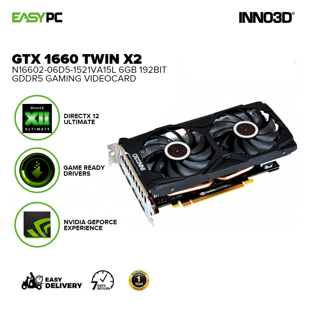 Inno3d NVIDIA® GeForce GTX 1660 Twin X2 N16602-06D5-1521VA15L 6gb 192bit GDdr5 Gaming Videocard - Image 2