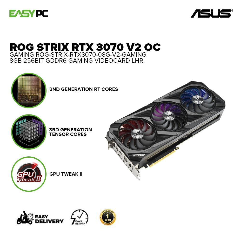 Asus ROG Strix NVIDIA® GeForce RTX 3070 V2 OC Gaming 8gb 256bit GDdr6 Gaming Videocard LHR - Image 2