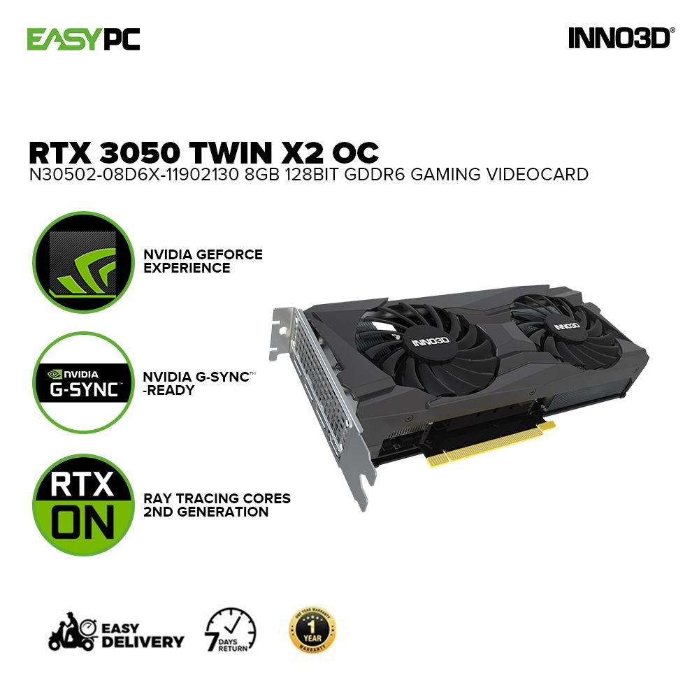 Inno3D NVIDIA® GeForce RTX 3050 Twin X2 OC N30502-08D6X-11902130 8gb 128bit GDdr6 Gaming Videocard - Image 3