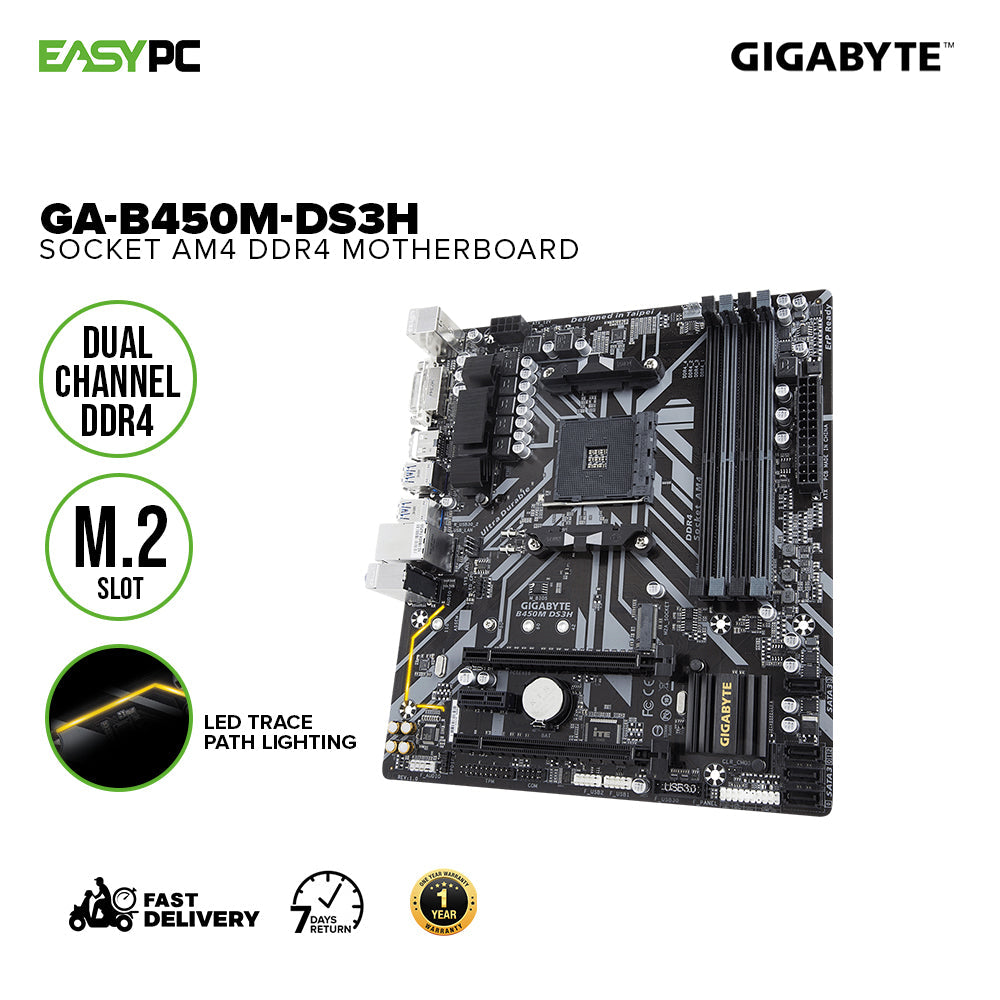 Gigabyte GA-B450M-DS3H Socket Am4 Ddr4 Motherboard Brand New - Image 2
