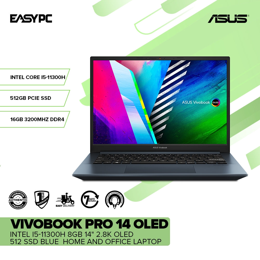 ASUS VIVOBOOK PRO 14 OLED K3400PA-KM013W Intel i5-11300H 8GB 14" 2.8k OLED 512 SSD Intel Iris Xe Win11 Laptop Blue 1ION - Image 2