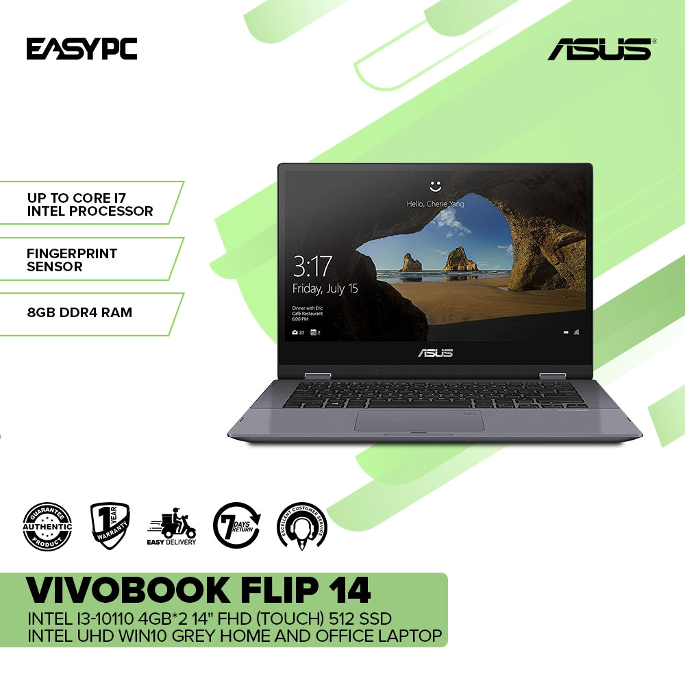 ASUS VIVOBOOK Flip 14 TP412FA-EC339T Intel i3-10110 4gb*2, 14" FHD (Touch) 512 SSD Intel UHD Win10 Home Laptop Grey 1ION - Image 2