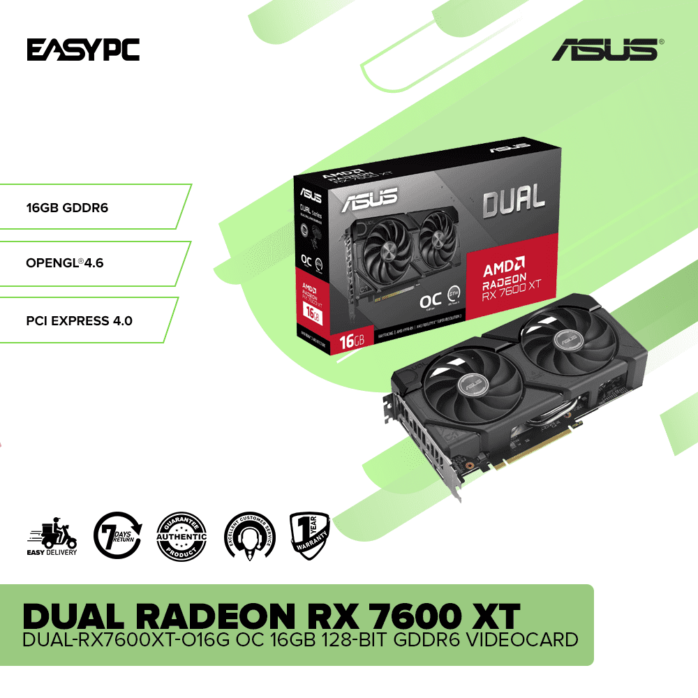 ASUS Dual RX 7600 XT DUAL-RX7600XT-O16G OC 16GB 128-bit GDDR6 Videocard