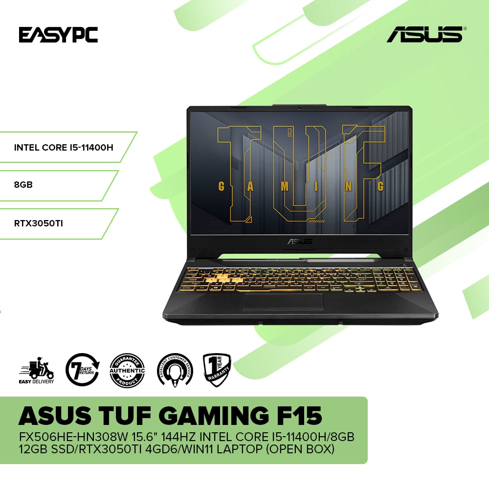 Asus TUF Gaming F15 FX506HE-HN308W 15.6" 144HZ Intel Core i5-11400H OB