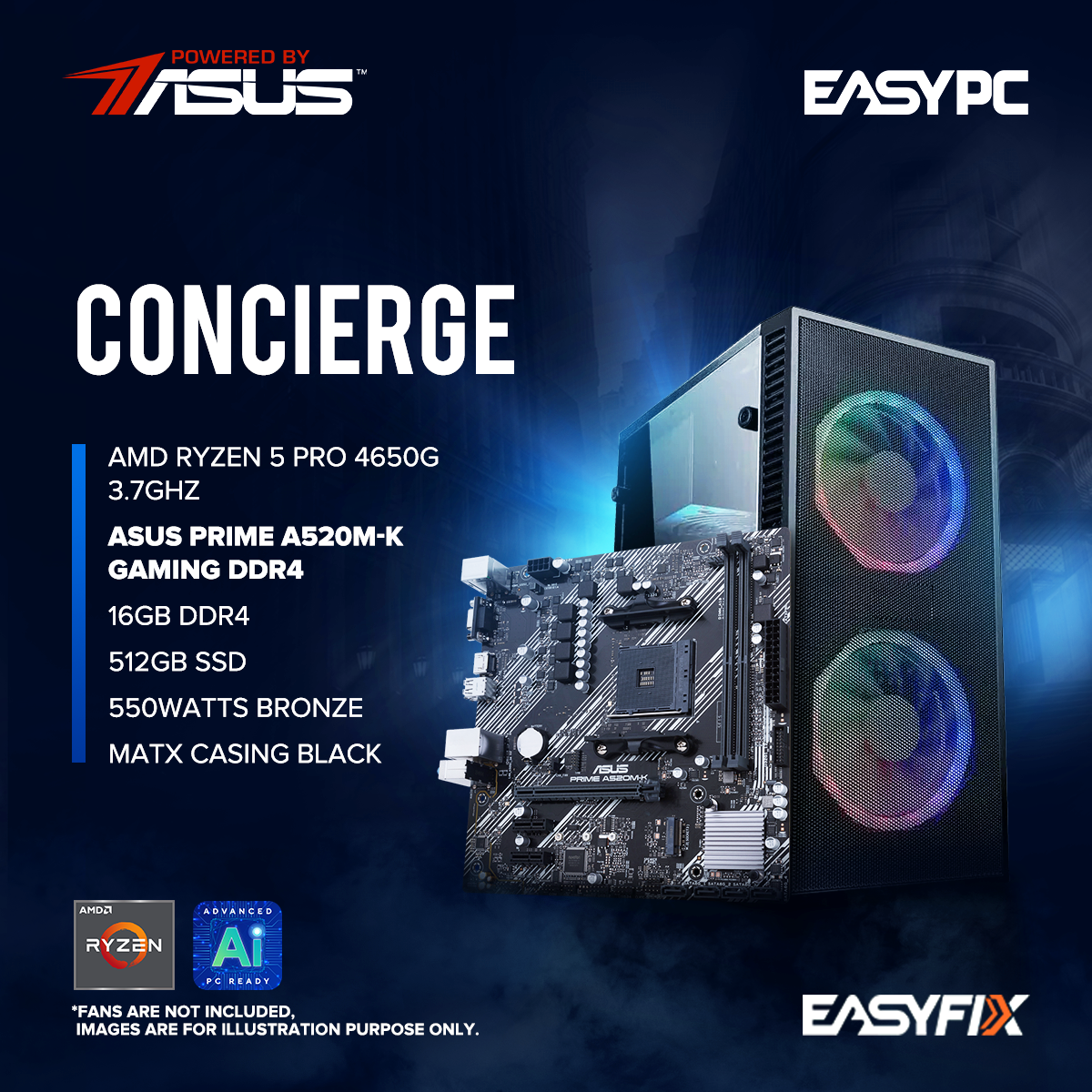 Concierge Asus A520M-K | Ryzen 5 Pro 4650G