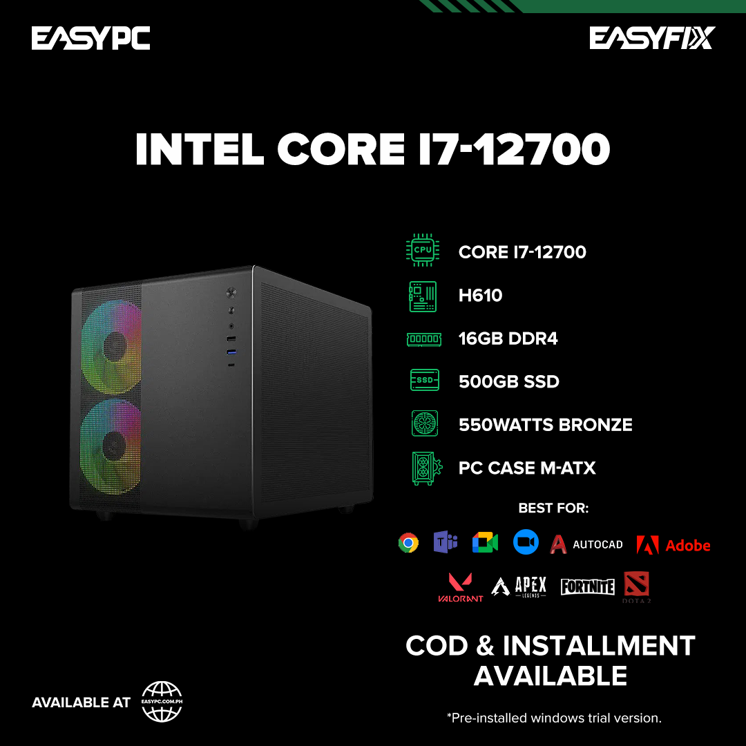 Core i5 12400 / H610 / 16GB DDR4 / 500GB SSD / 550W Power Supply/ PC Case M-ATX