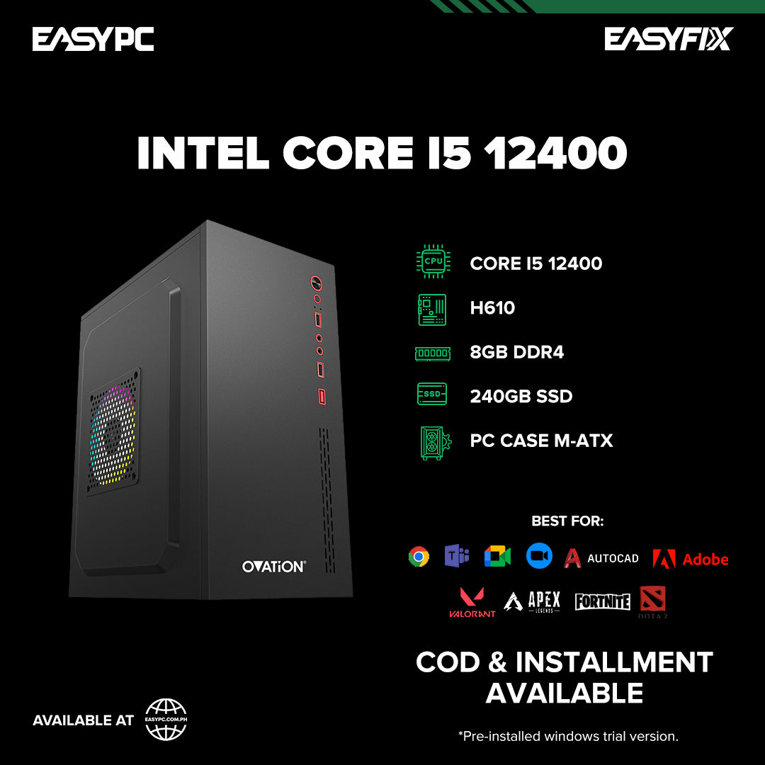 Core i5 12400 / H610 / 8GB DDR4 / 240GB SSD / PC Case M-ATX with 700W