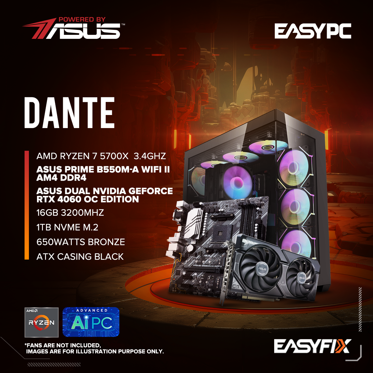 Dante Asus B550M-A | Asus RTX 4060 | Ryzen 7 5700X