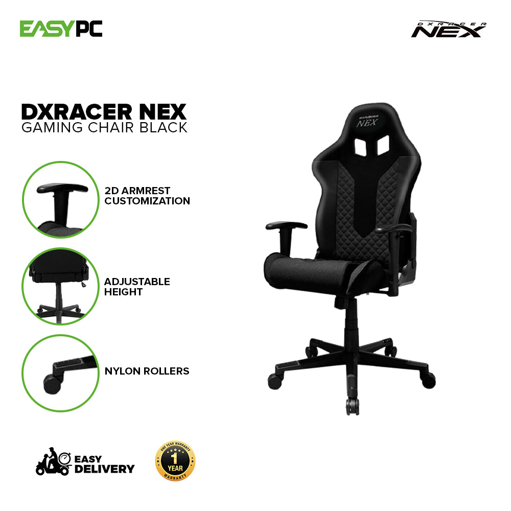 DXRacer Nex EC-O01-N-K1-258/EC-O01-NR-K1-258 Black, Black/Red Gaming Chair 4JTP - Image 2