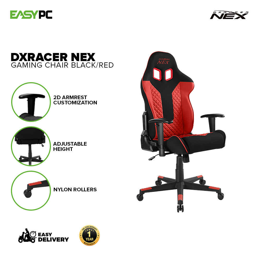 DXRacer Nex EC-O01-N-K1-258/EC-O01-NR-K1-258 Black, Black/Red Gaming Chair 4JTP - Image 7