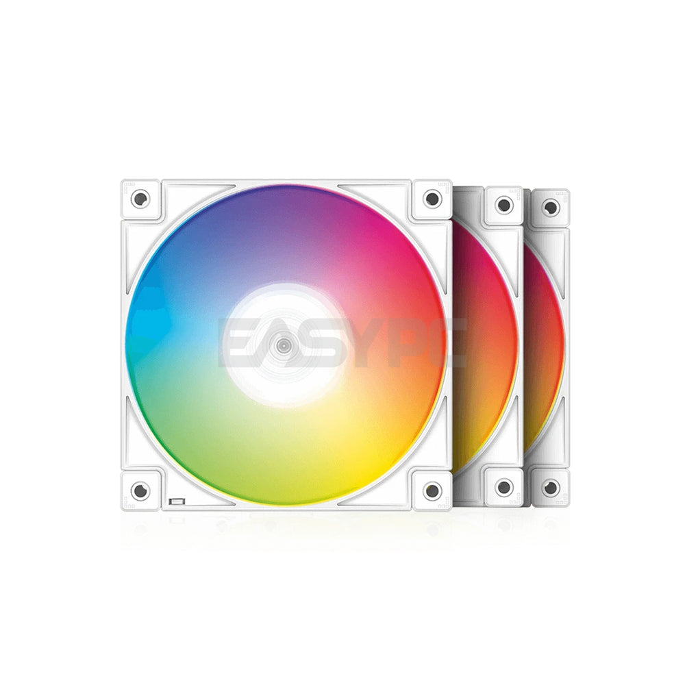 Deepcool FC120 3 in 1 RGB Silent Operation Up to 1800 RPM Fan Speed PWM Cooling Fan White-b