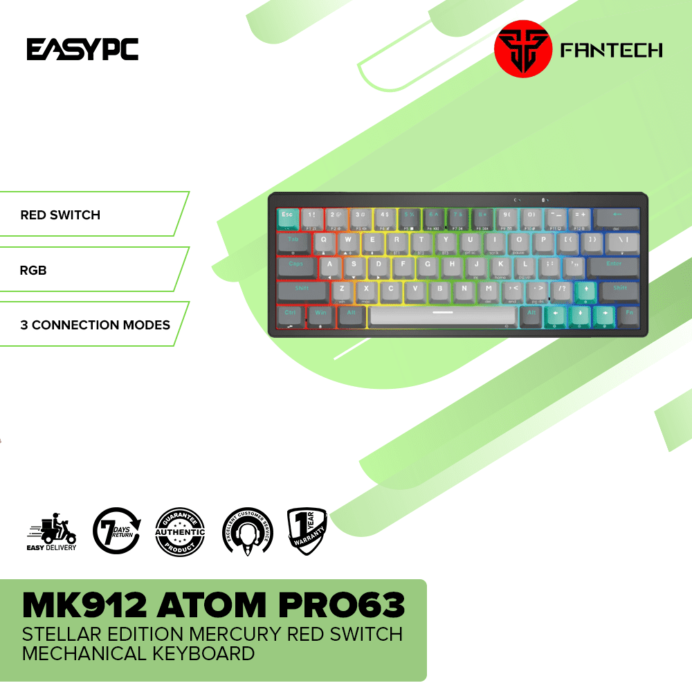 Fantech MK912 ATOM PRO63 Stellar Edition Mercury Red Switch Mechanical Keyboard