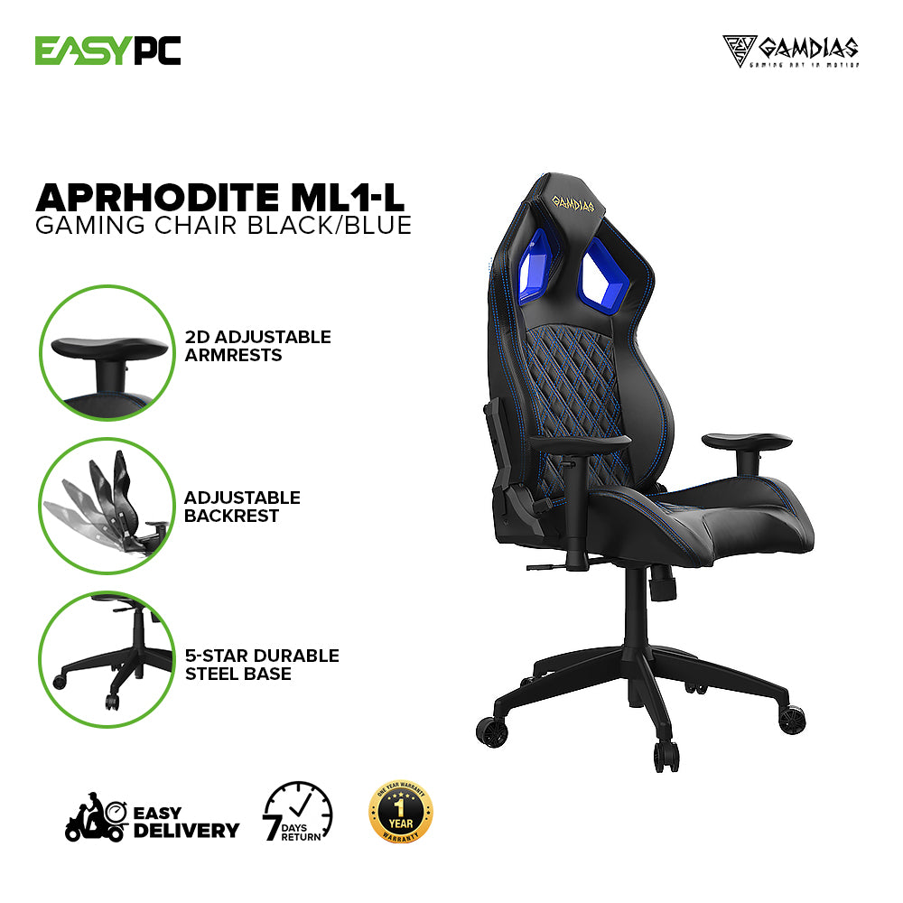 Gamdias Aprhodite ML1-L BB/BR, 2D Armrest, Adjustable Backrest Angle, Gaming Chair 14BAN - Image 2