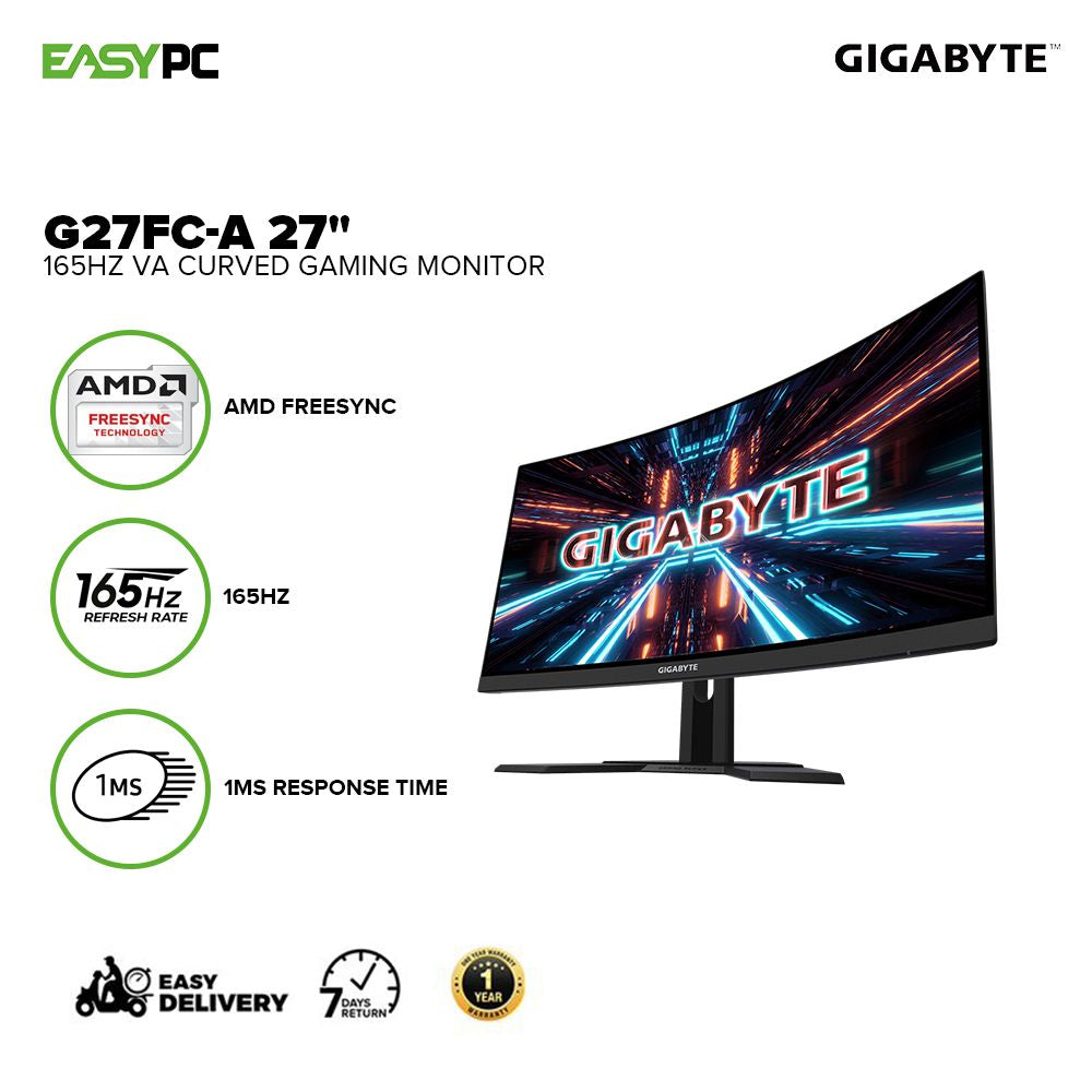 GIGABYTE 27" G27FC-A 165HZ VA AMD Freesync Curved Gaming Monitor