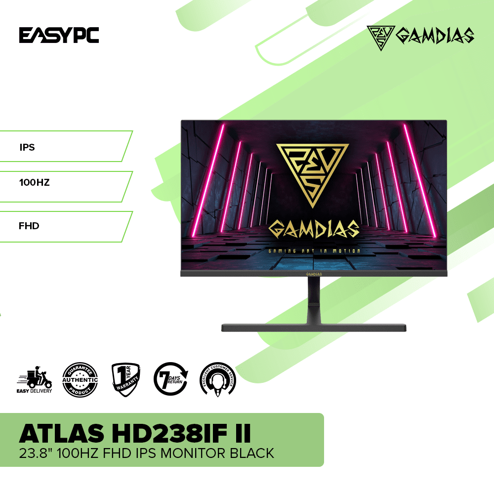Gamdias Atlas HD238IF II 23.8" 100HZ FHD IPS Monitor Black