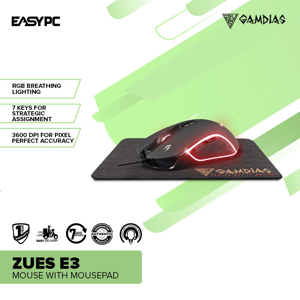 Gamdias Zues E3 Mouse with Mousepad