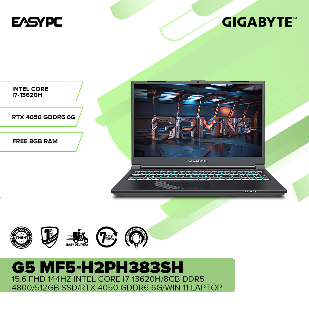 Gigabyte G5 MF5-H2PH383SH 15.6 FHD i7-13620H/8GB DDR5/512GB SSD/RTX 4050/Win 11 Laptop + Value Plus