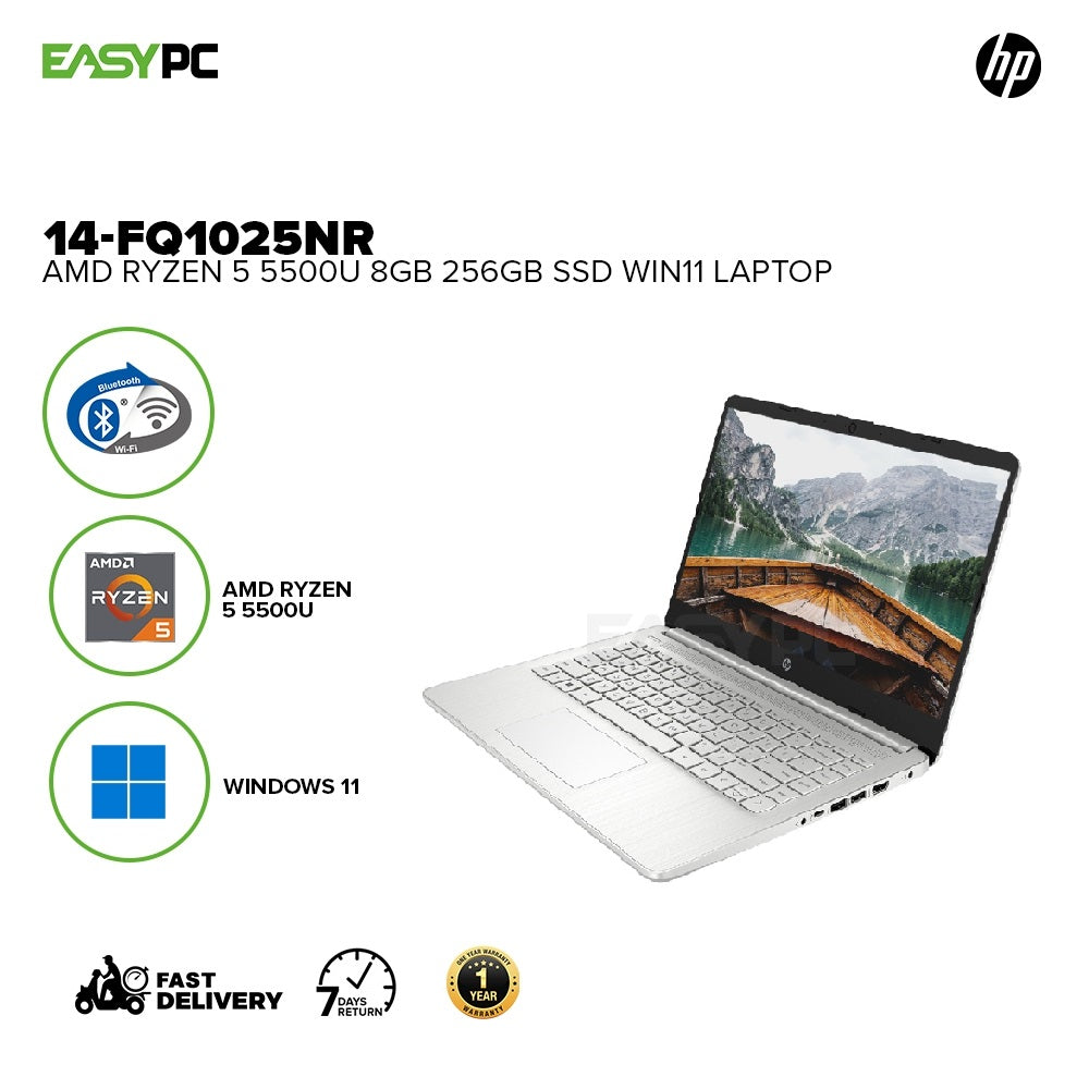 HP 14-fq1025nr AMD Ryzen 5 5500U/8GB/256GB SSD/Win11 Laptop PS