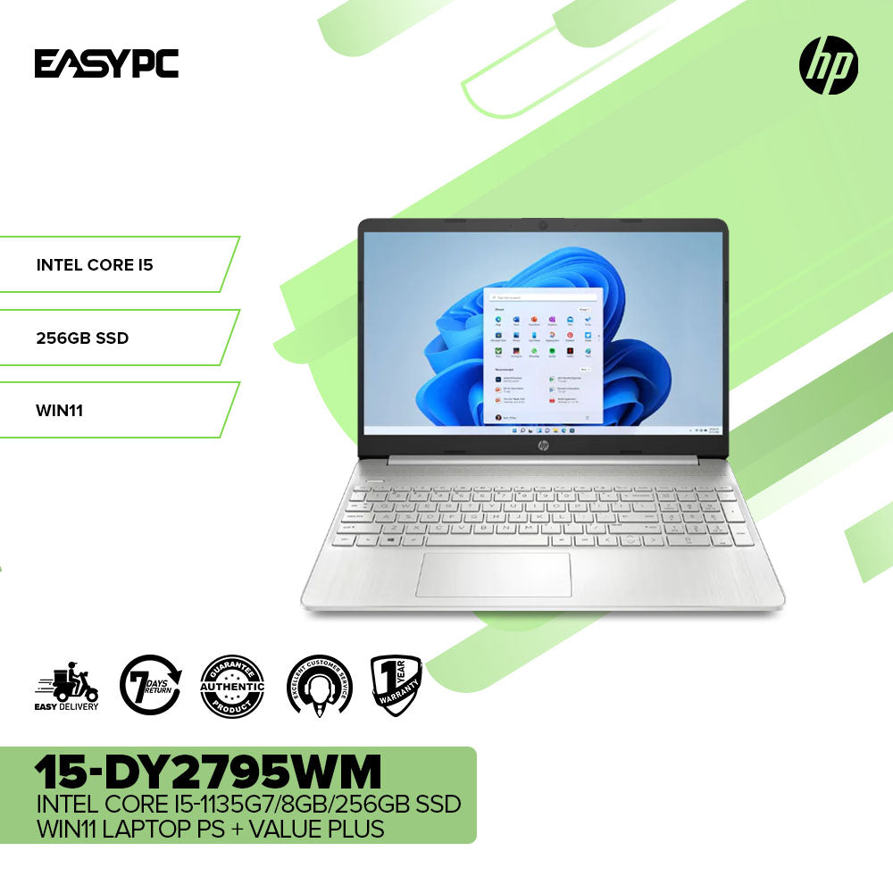 HP 15-dy2795wm Intel Core i5-1135G7/8GB/256GB SSD/Win11 Laptop PS + Value Plus
