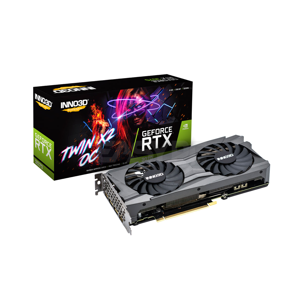 Inno3d NVIDIA® GeForce RTX 3070 Twin X2 OC N30702-08D6X-171032LH 8gb 256bit GDdr6 2nd Generation RT Cores, NVIDIA® G-Sync, VR Ready Lite Hash Rate Gaming Videocard