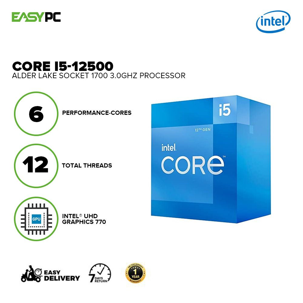 Intel Core I5-12500 Alder Lake 3.0GHz Intel UHD Graphics 770, Max Turbo Frequency 4.60 GHz Socket 1700 Desktop Processor-b