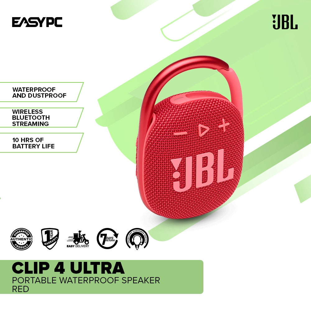 JBL Clip 4 Ultra-Portable Waterproof Speaker Red