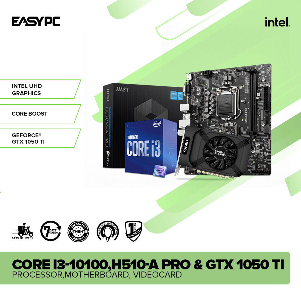 Intel Core i3-10100 Processor + MSI H510-A Pro Motherboard + Palit GTX 1050 Ti Videocard - Image 2