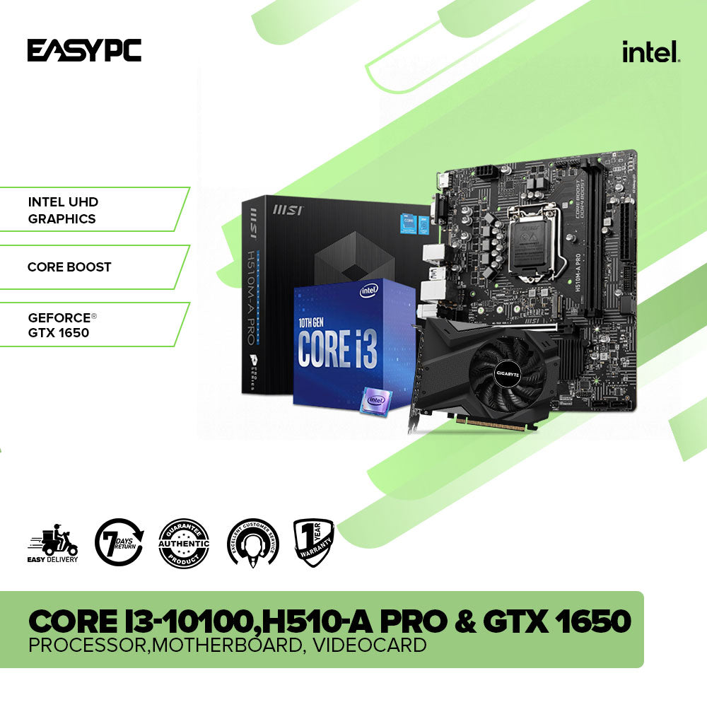 Intel Core i3-10100 Processor + MSI H510-A Pro Motherboard + Gigabyte GTX 1650 Videocard - Image 2